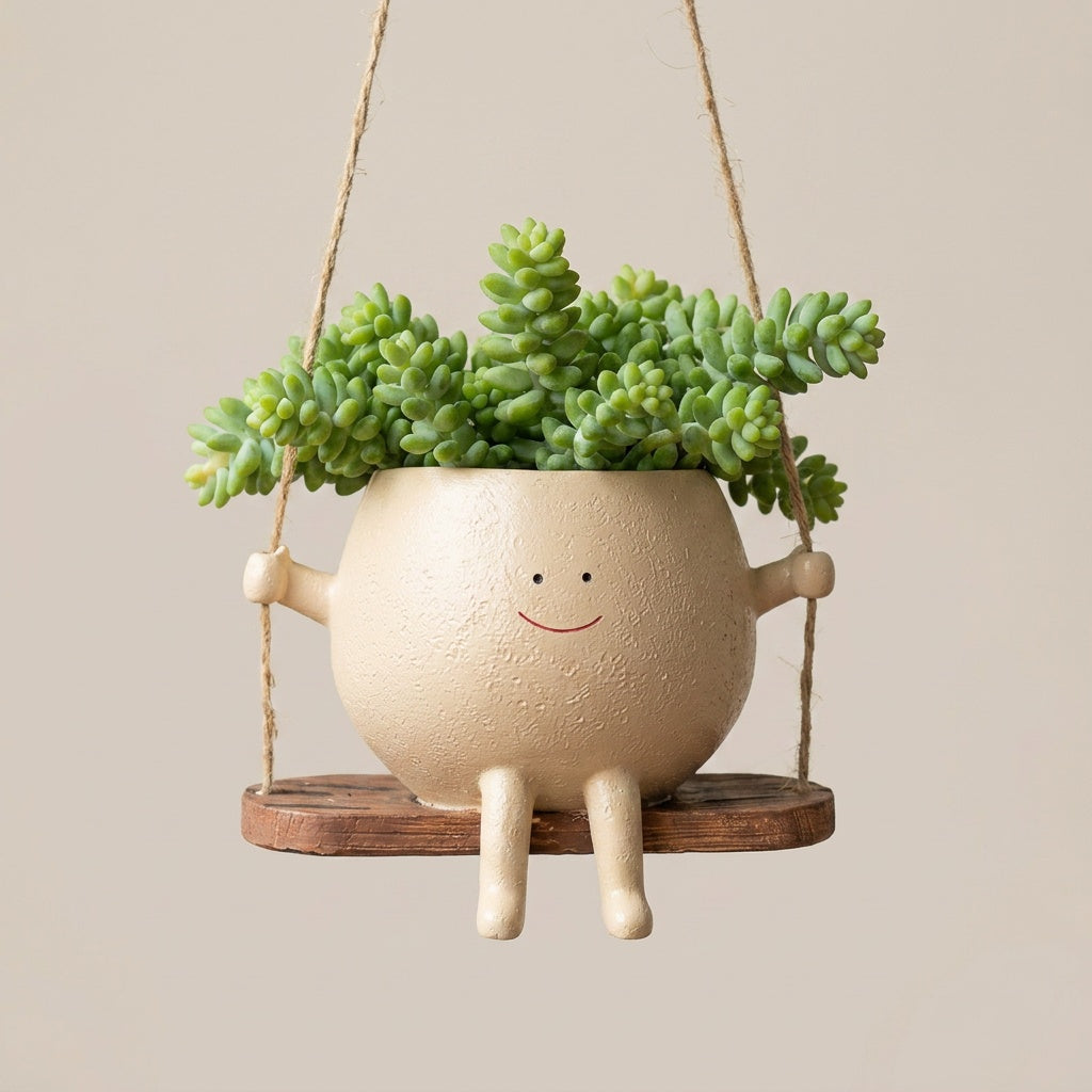 Smiling Face Swing Planter for Indoor Plants