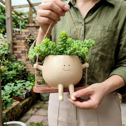 Smiling Face Swing Planter for Indoor Plants